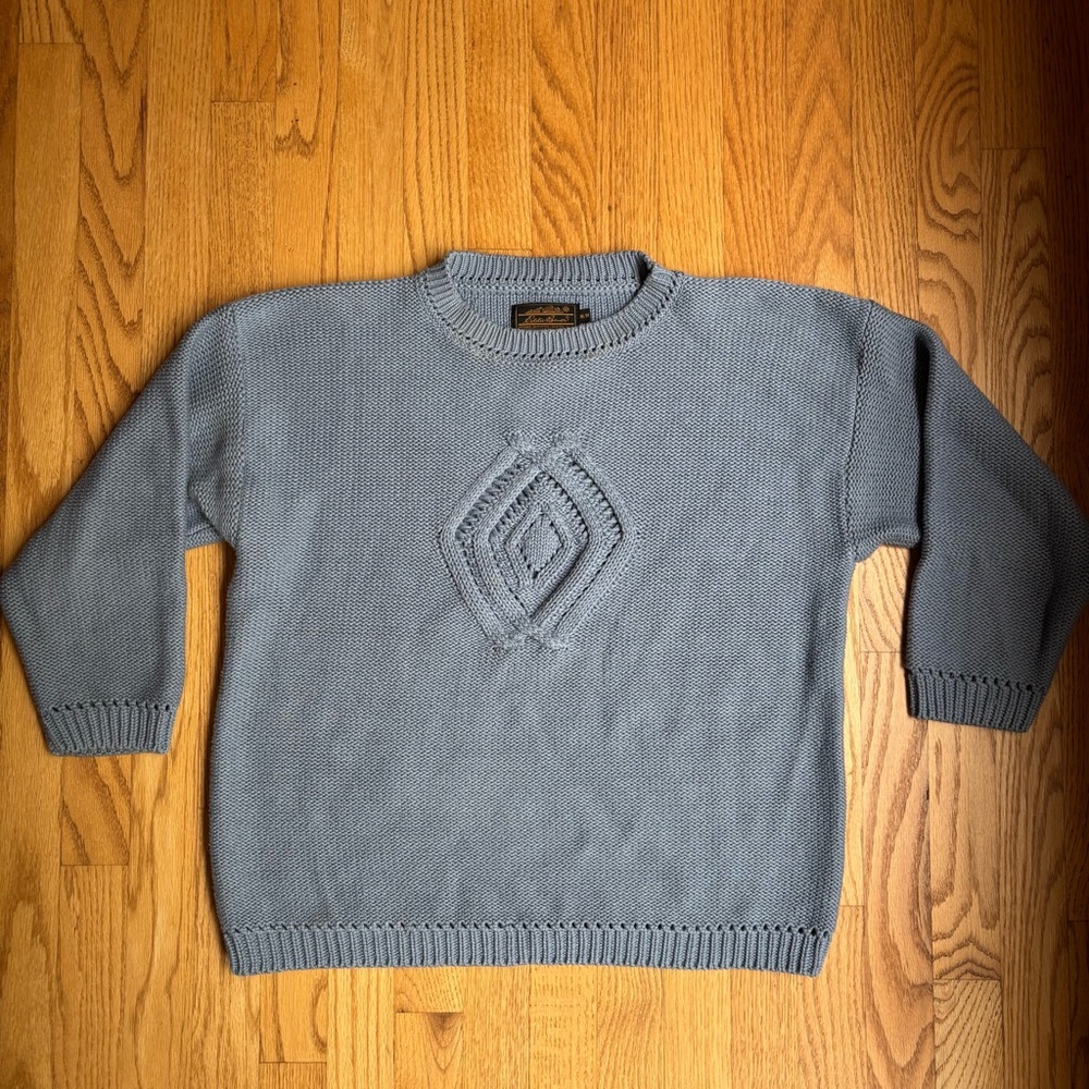 Vintage Blue Chunky Knit Crewneck Sweater M